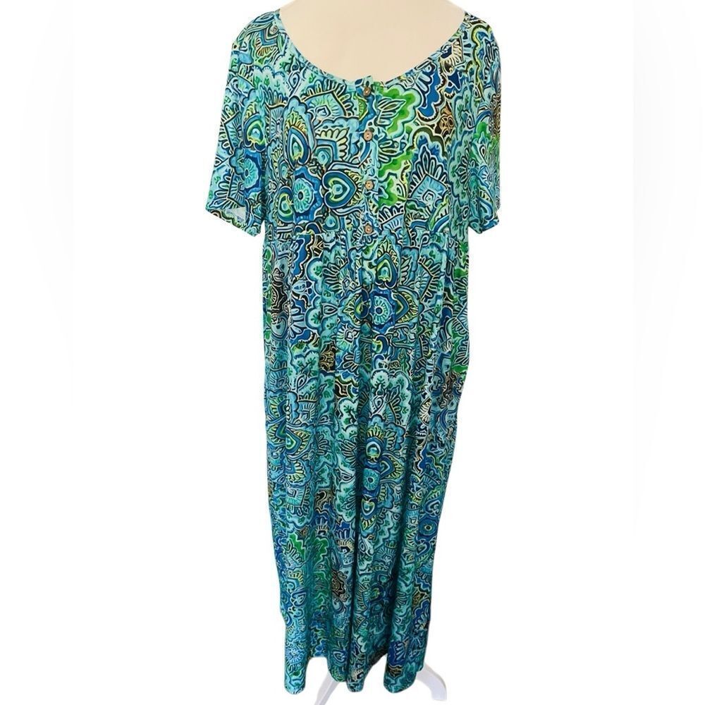 New with tag NORACORA jersey print button front short sleeve maxi dress size XL